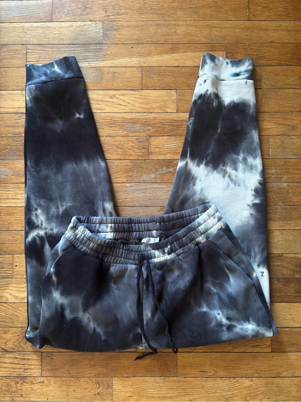 Revamped Black and Cream Tie-Dye Jogger Pants